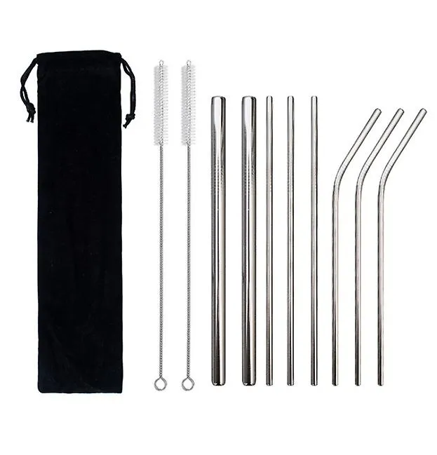 304 stainless steel straw rose gold 8pcs with straw cleaning brush