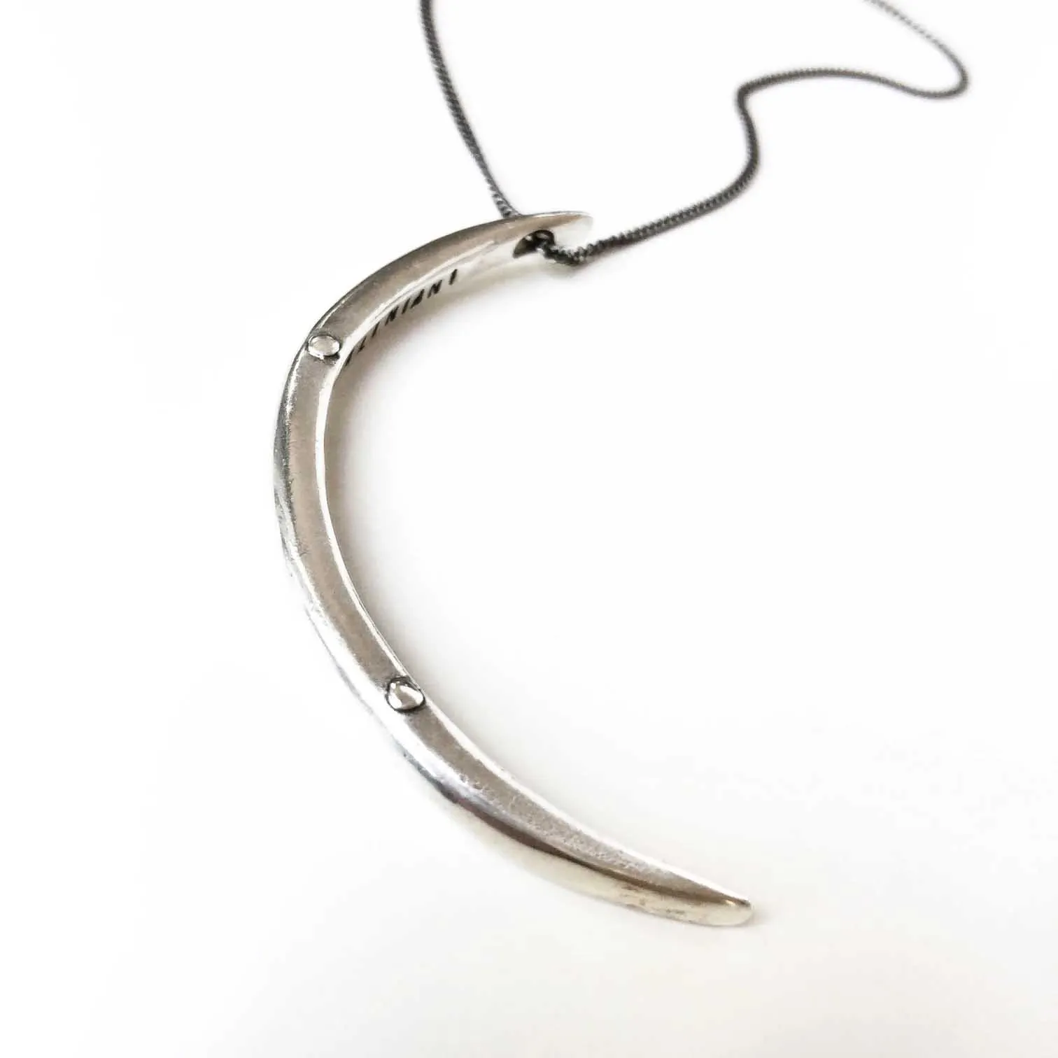 Crescent Moon Infinite Love & Gratitude Necklace in Silver