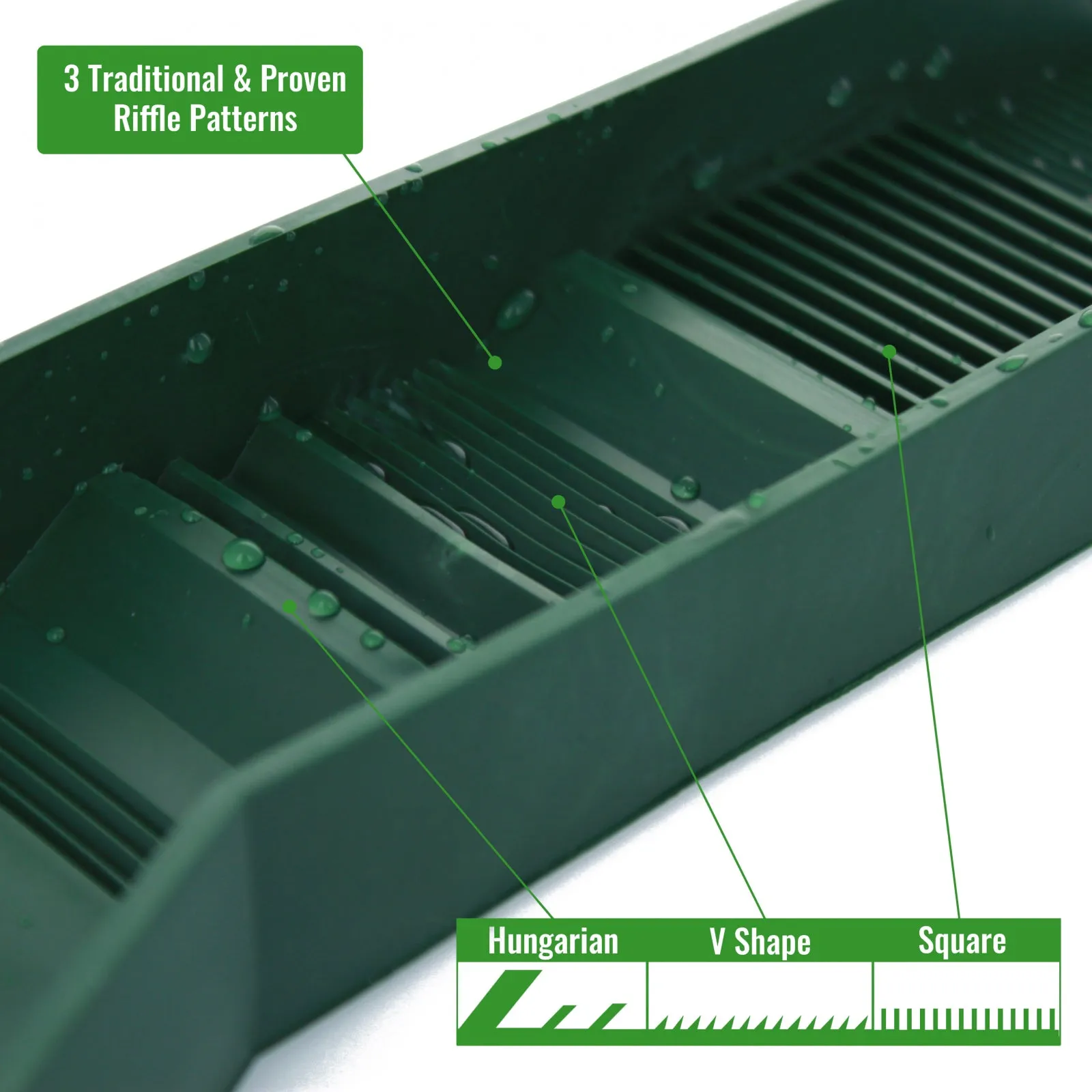 Mini Portable 3 Riffle Rubber Sluice Box Gold Prospecting Equipment, 12 Inch