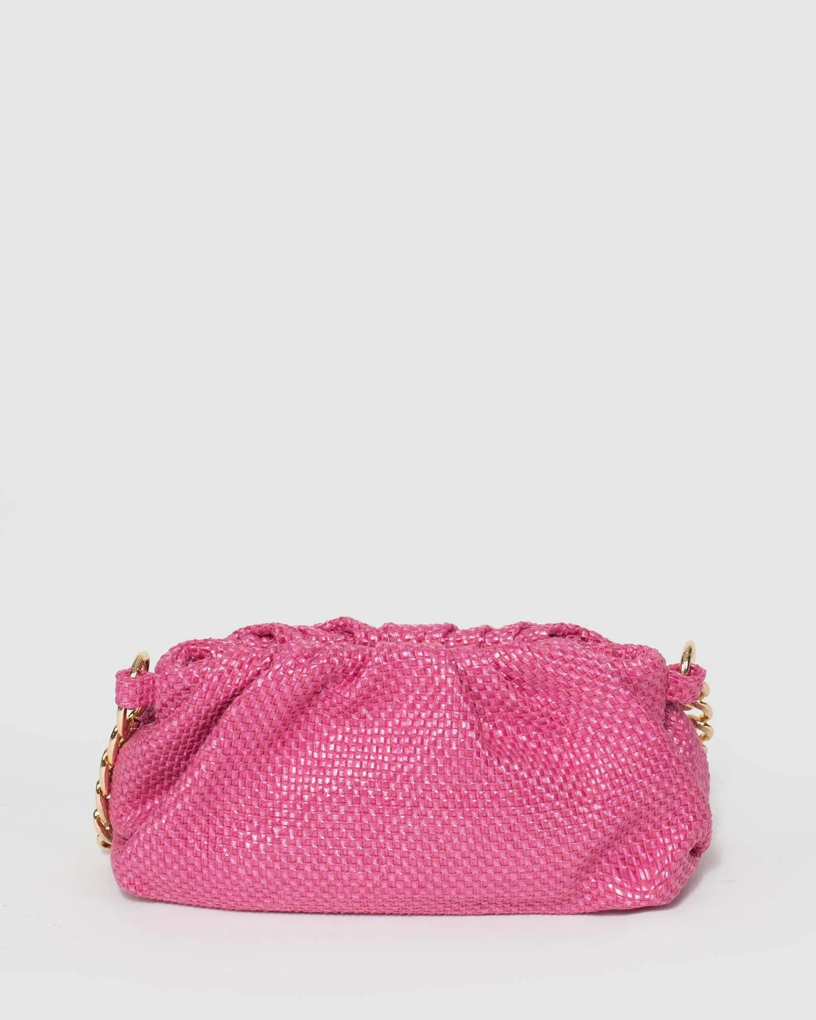 Pink Claire Weave Shoulder Bag