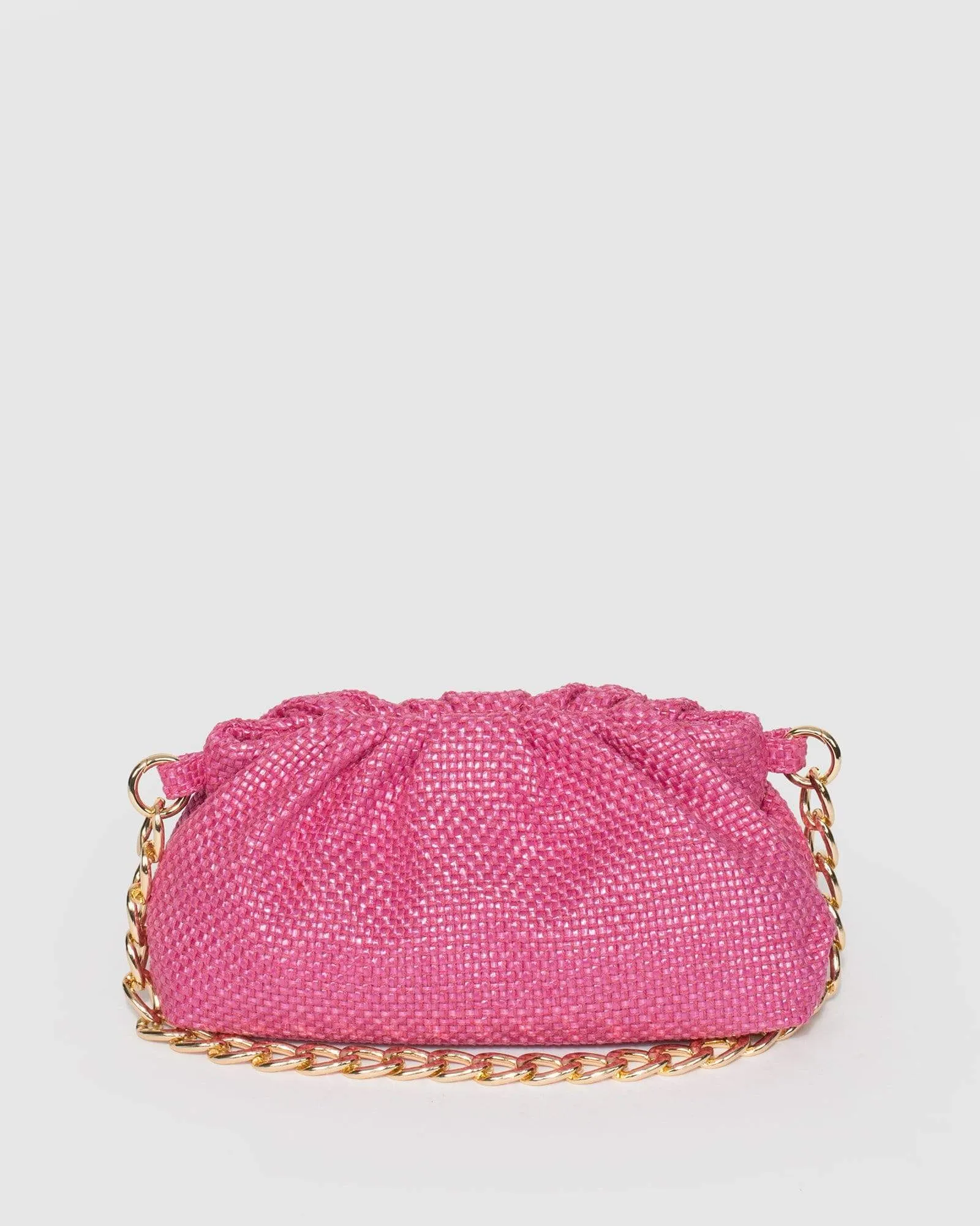 Pink Claire Weave Shoulder Bag