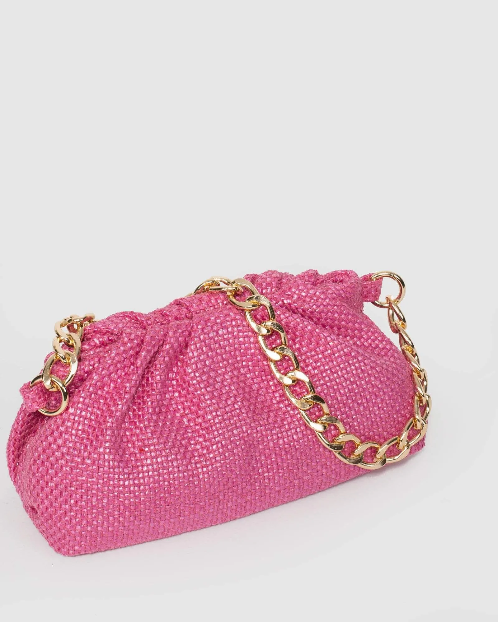 Pink Claire Weave Shoulder Bag
