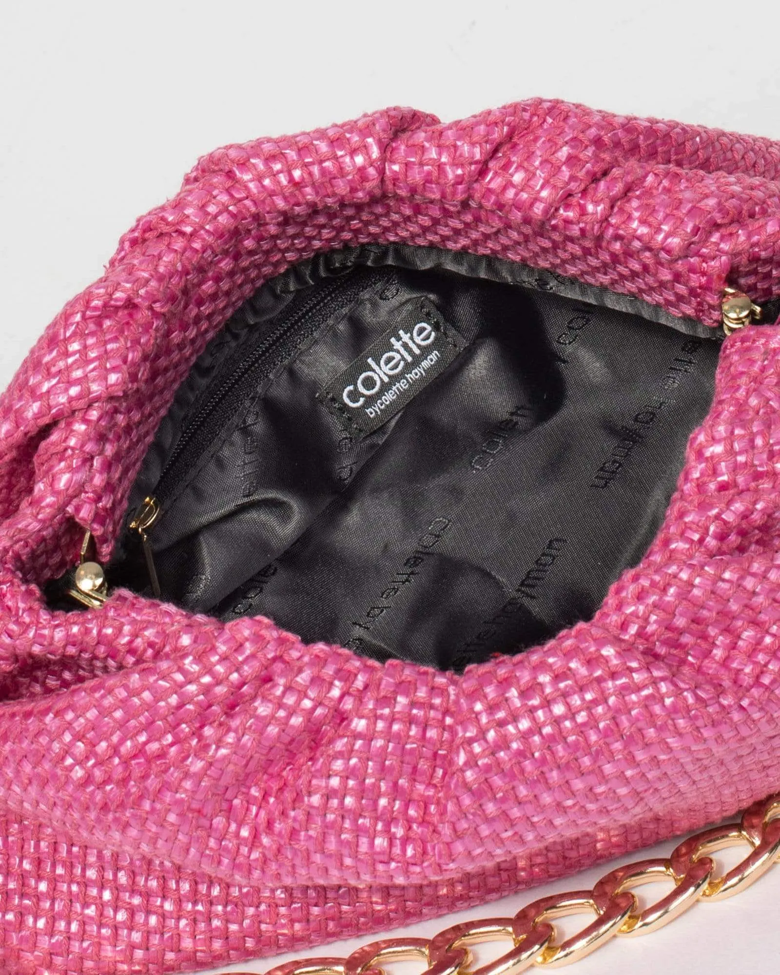 Pink Claire Weave Shoulder Bag