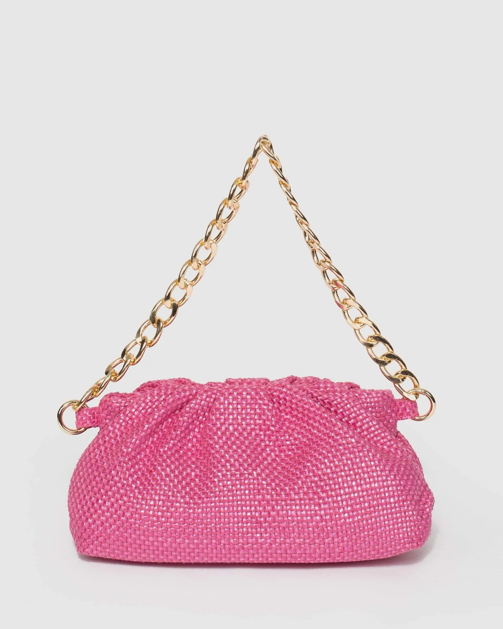 Pink Claire Weave Shoulder Bag