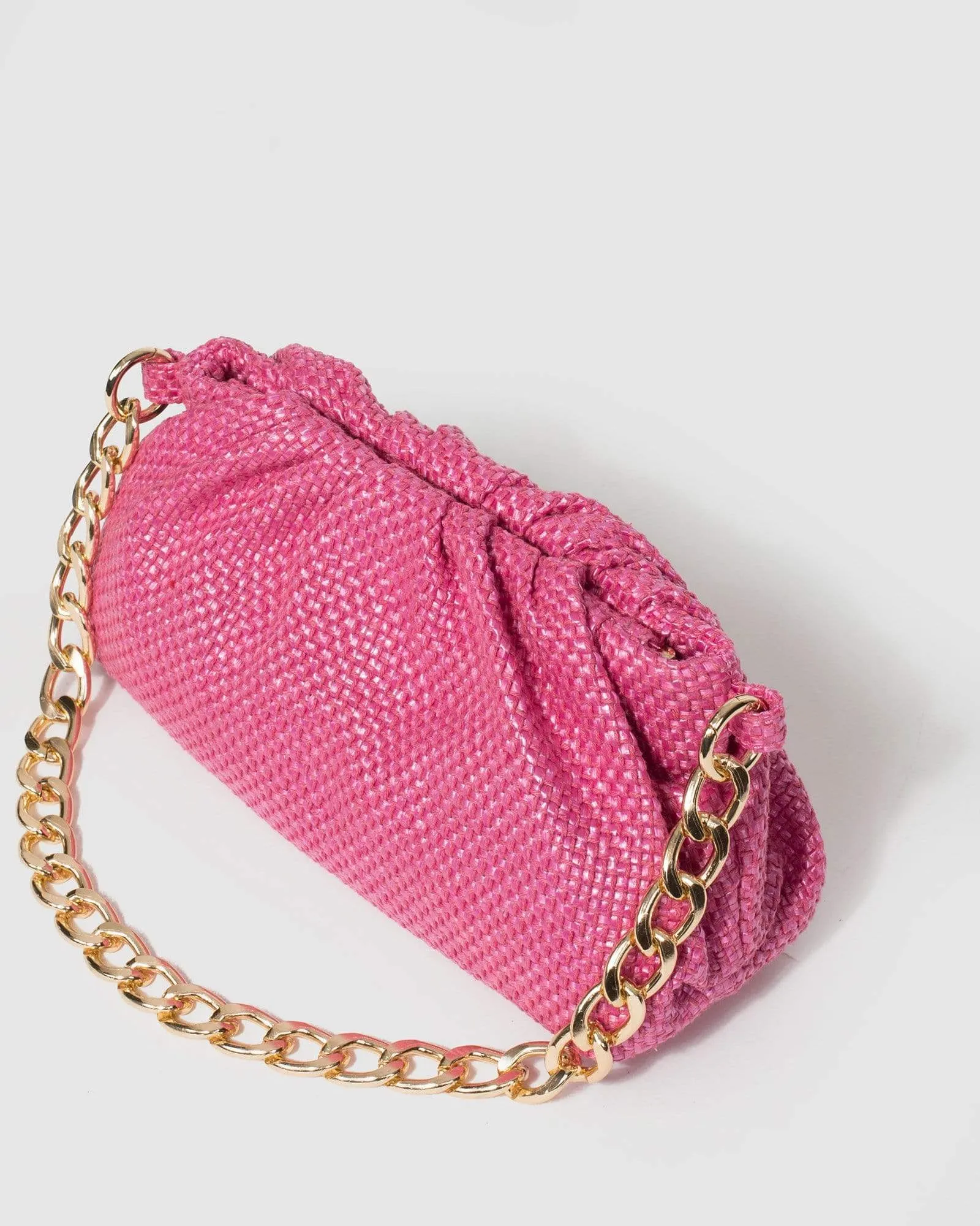 Pink Claire Weave Shoulder Bag